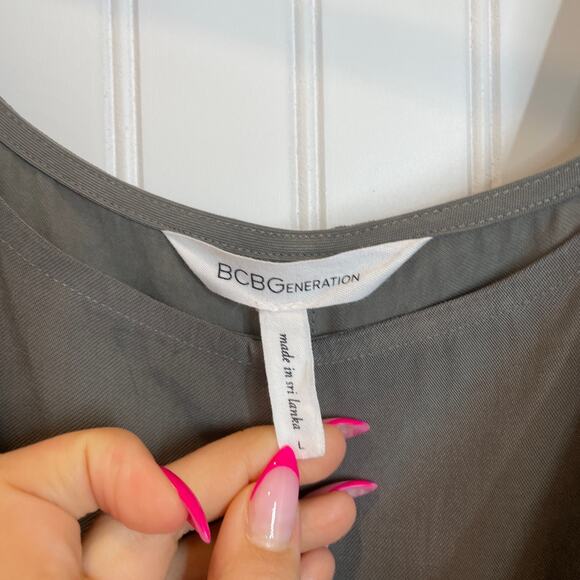 BCBGeneration Women’s Green Gray Lace Up Front Wide Leg Jumpsuit Size L - Picture 5 of 10